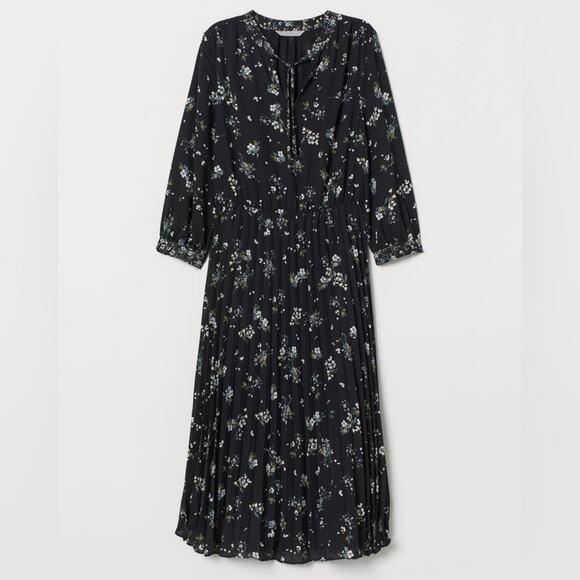 H&M black micro floral dress size 6 - Picture 1 of 7